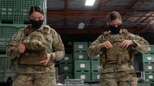 Air Force wearing armor that uses integrated batteries
